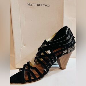 NEW! NIB! MATT BERNSON New York KELLAN Black Suede Strappy Heels Sz 10 $270